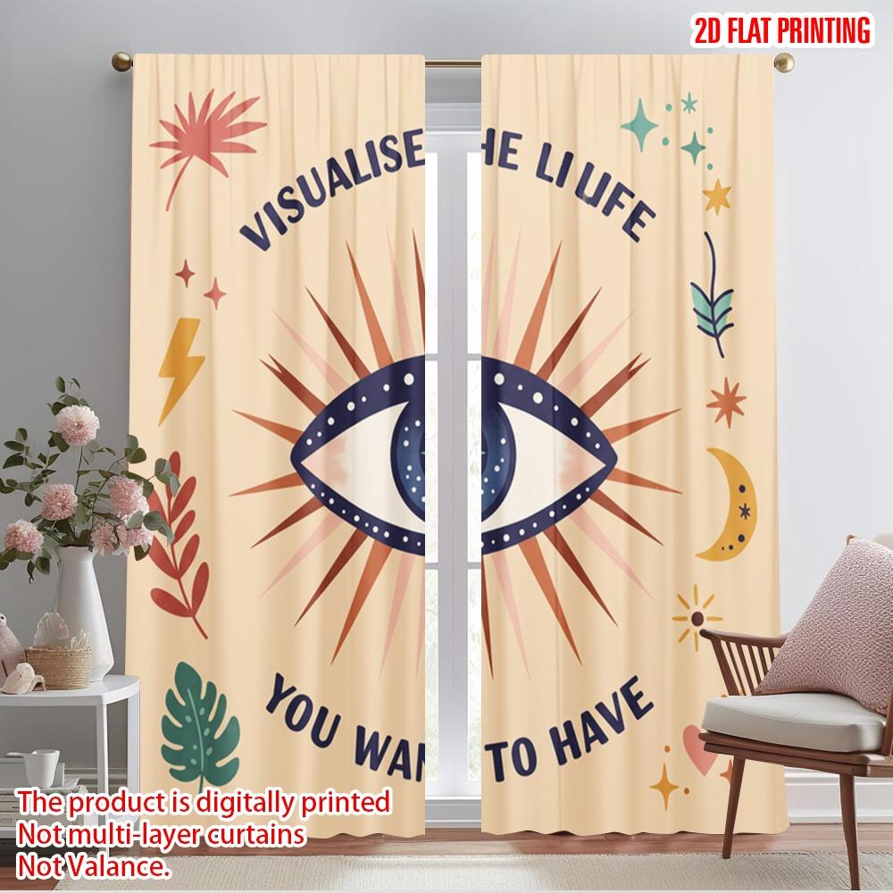 

2pcs 2D flat printing Curtain Boho Eye Wall Polyester Without Electricity Birthday Party Perfect for Festive Wall Decor 52.50×116.00 CM 2pcs