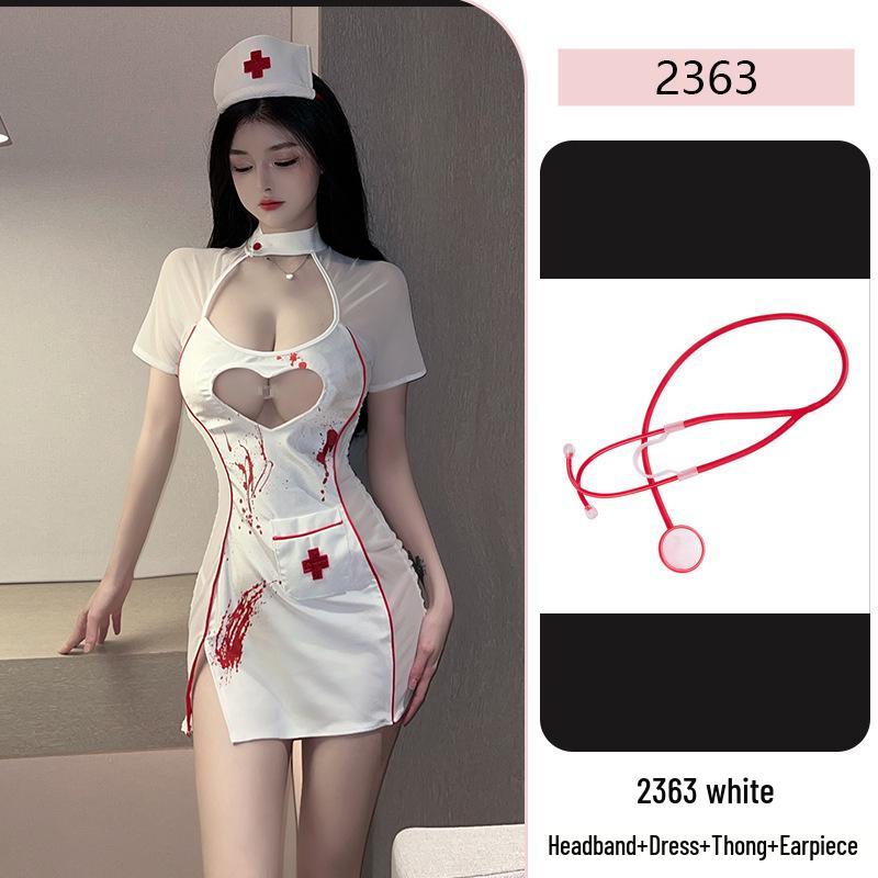 Costume di Halloween Infermiera Notte Oscura - Lingerie Sexy con Tagli Seducenti