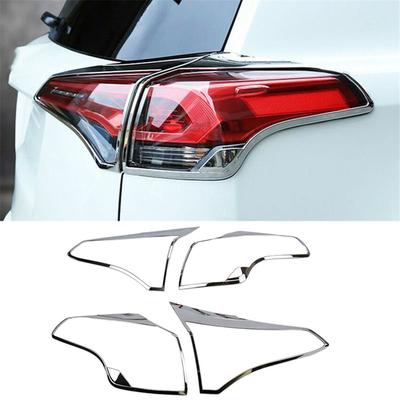 4Pcs Rear Tail Light Frame Light Tail Lamp Cover Trim ABS Chrome For Toyota RAV4