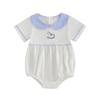 Infant Short Sleeve Jumpsuit with Floral Embroidery and Ruffle Collar for Baby Girls and Boys Summer Romper Outfit