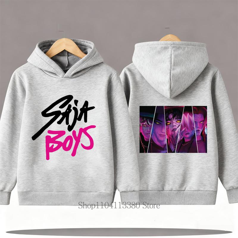 Huiteng1 Saja Jongens Grafische Print Kinder Hoodie Jongens Herfst Winter Casual Mode Cool Lange Mouw Tops Fleece Kids Pullover Sweatshirts 120