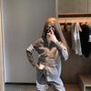 Women's Color-Woven Zipper Hoodie Casual Unisex Hooded Sweatshirt with 4 Stripes