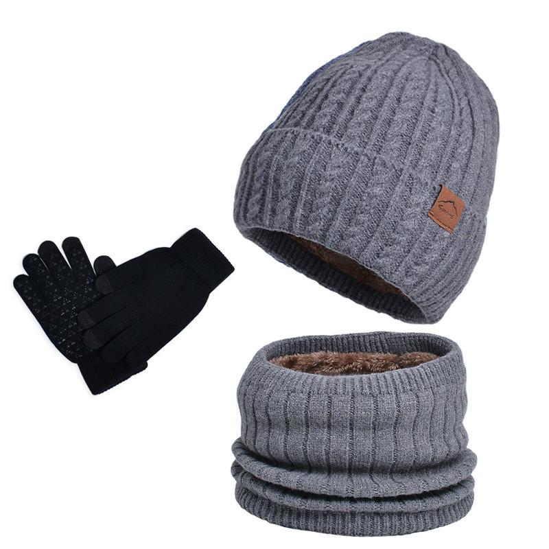 Winter Knit Hat Scarf Gloves Bundle With Lining Breathable Windproof For Casual Outdoor Use