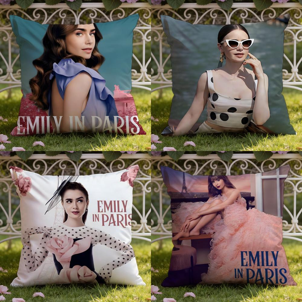 Movie E-Emily In P-ParisS Cushion Cover Home & Car Dual-Scene Pillow Cover: Reversible for Premium Comfort