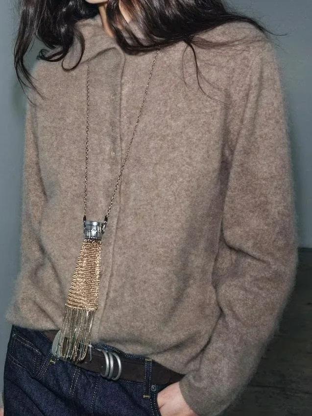 Autumn/Winter Women's French Street Style High Neck Knit Cardigan - Versatile Outerwear