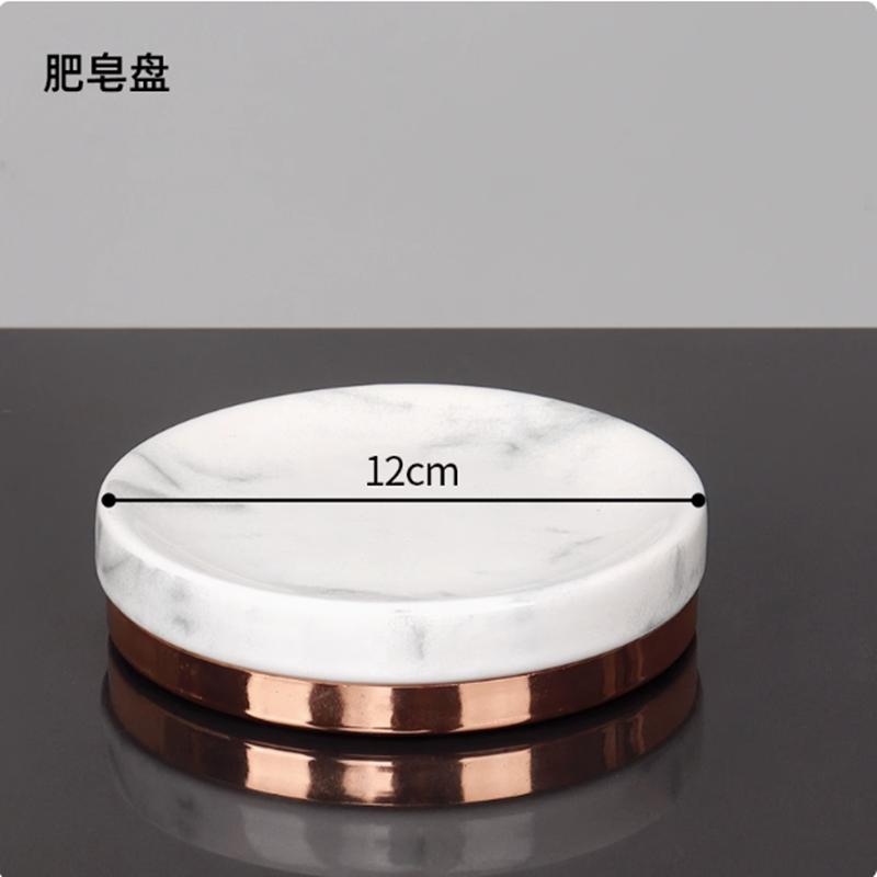 Black Marble Texture Ceramic Bathroom Supplies / Bathroom Accessories with Dispenser Toothbrush Holder Soap Dispenser Tray