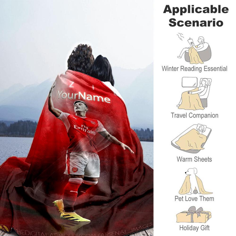 Arsenal Customize Your Name Blanket Gift Customizable Blanket Soft & Cozy Versatile for Home Decor Chair Office Living Room Four Seasons Universal