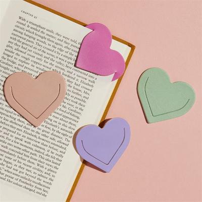 1PCS Heart Shaped PU Leather Bookmark Colorful Double Sided Tablet Gift for Book Lovers Readers and Diary Lovers