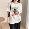 Women's Casual Short Sleeve T-Shirt Cute Cartoon Bear Print Loose Crew Neck Summer Basic Tee Top