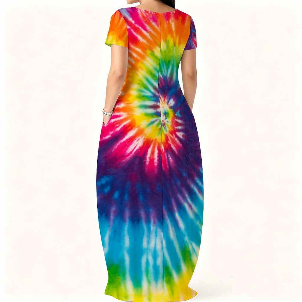 Summer Round Neck Short Sleeve Garment For Plus Size Women Loose Stylish Dress For Indoor Rest And Outdoor Walks