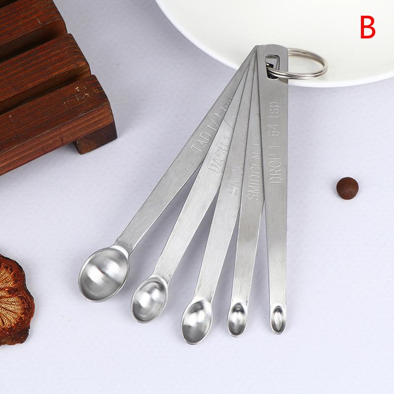 

Hot Sale 5Pcs/Set Stainless Steel Small Measuring Spoons Seasoning Dry And Liquid Ingredients Kitchen Accurate Cooking Gadgets