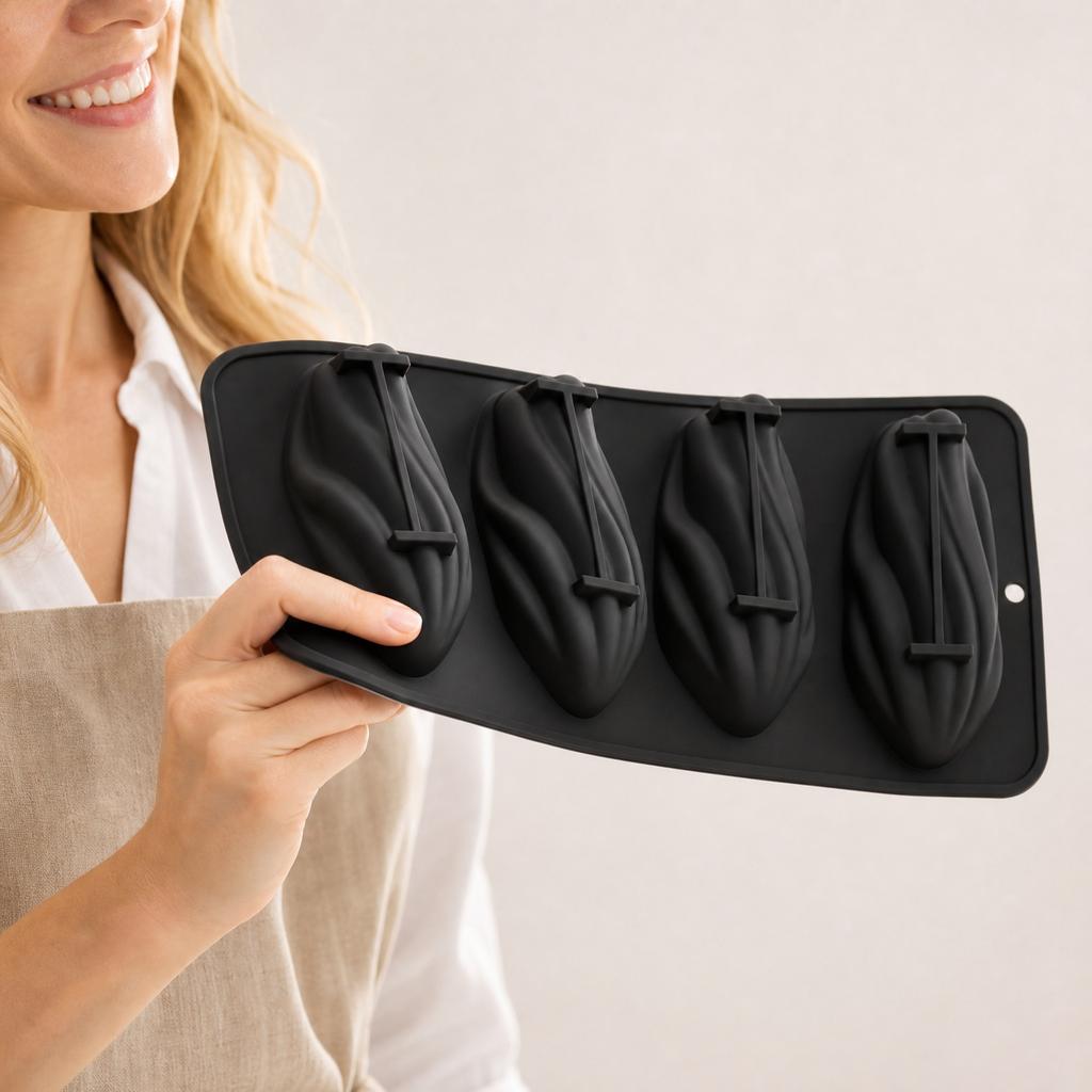Nut Shape 8 5 Inch 4 Cavity Food Grade Silicone Mousse Cake Mold Baking Tool Flexible Non-Stick Mold for Homemade Desserts Kitchen Use