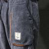 Winter Men Thick Warm Corduroy Sweatpants Men Cargo  Pants Color Matching Fleece Liner Elastic Waist Big Pocket Trousers Loose Sports Harem Pants