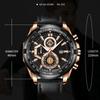 Quartz Machine Core Men Watch Waterproof  Luminous Pointer Calendar Casual Leather Strap Wristwatch