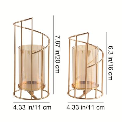 1 goldener Kerzenhalter aus Metalldraht für Heimdekoration und Tischdekoration – Spiraldesign für Teelichter, Baumkerzen.