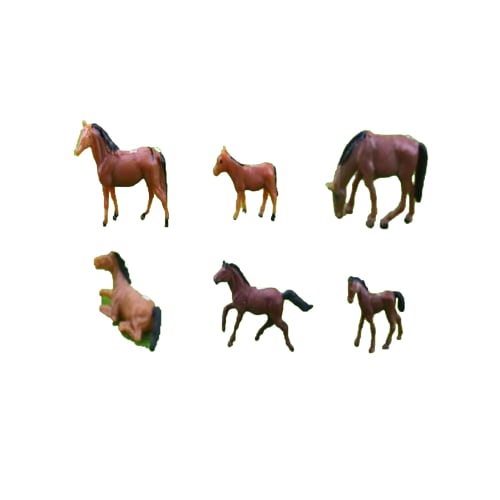 1/150 Scale Model Horses for Diorama Collection, Railway Model Figures, Miniature Models, Human Animals, Dolls, Set of 6