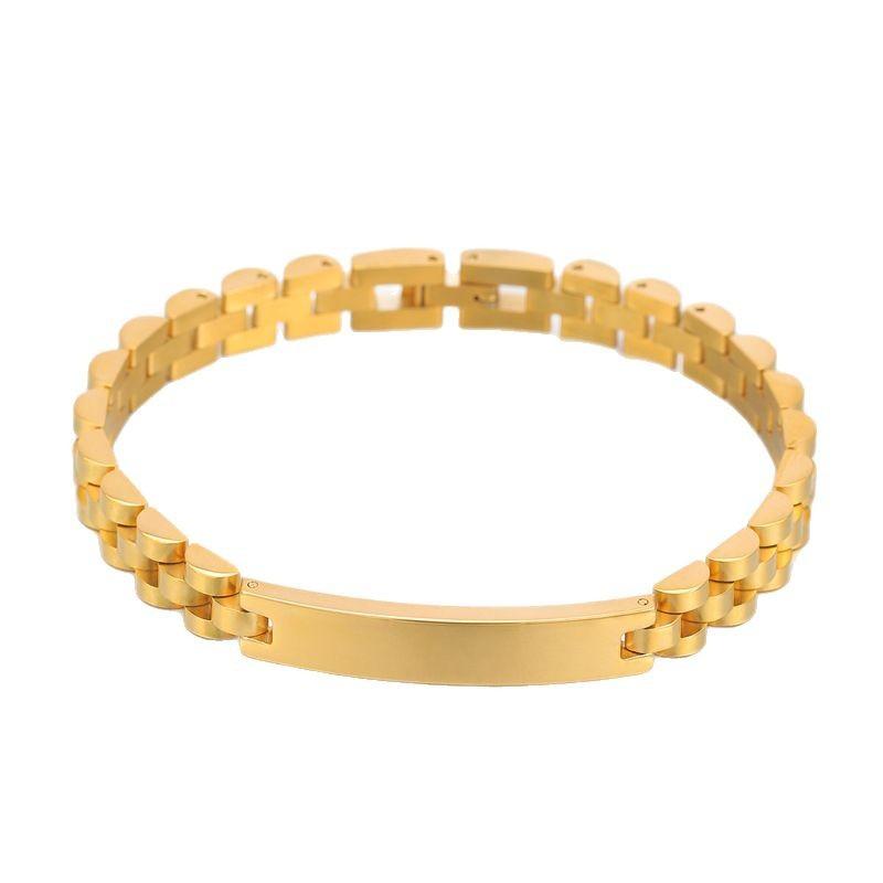New light luxury titanium steel strap three beads curved brand can be engraved couple high-end strap jewelry