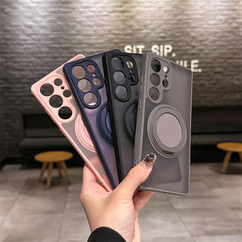 Case for Samsung S26 S25 S24 S23 ULTRA PLUS Rotating Bracket Protective Case Magnetic Wireless Charging Tough Shell Plain