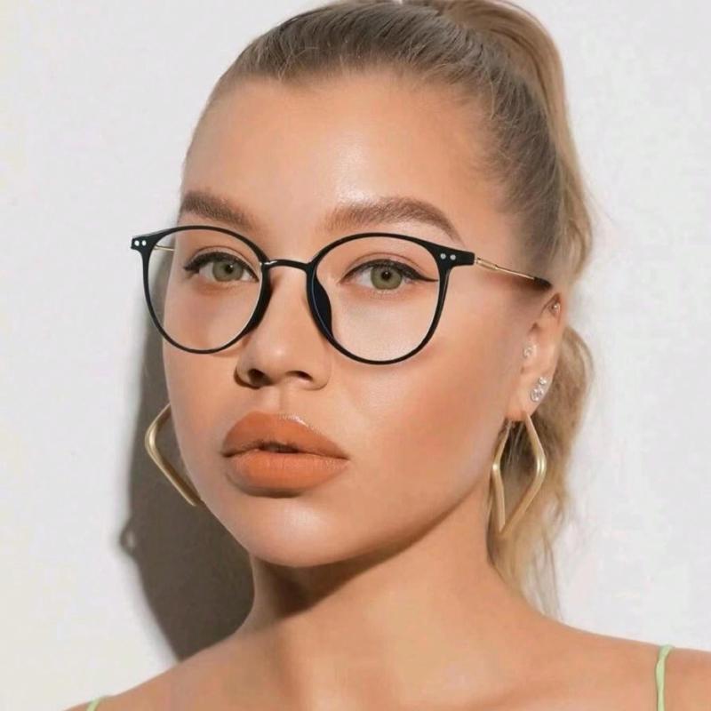 1 Piece of Ladies' Round Daily Versatile Color Changing Simple and Fashionable Glasses Suitable for Commuting To School