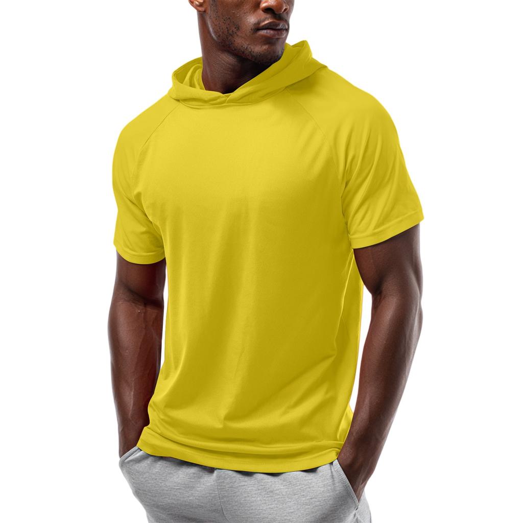 Men's Straight Shoulder Short-sleeved Hoodie T-shirt Sweatshirt