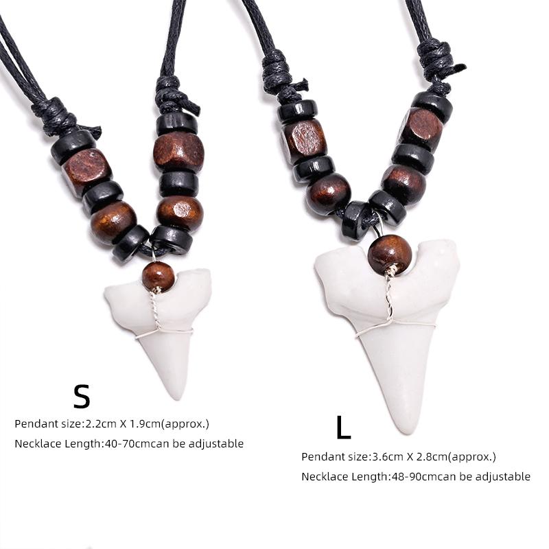 1PC Hawaii Surfer Jewelry Handmade Imitation Shark Teeth Pendant New Zealand Maori Tribal Bone Choker WoMen's Men's Necklace