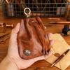 Vintage Vegetable-Tanned Leather Wallet, Pattern with Gold Hardware, Drawstring Zipper Coin Purse, Card Holder & Key Case