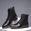New Designer Fashion Casual Boots for Men Big Size Solid Color Lace Autumn Winter Ankle Boots Male Designer Leather Shoes Male