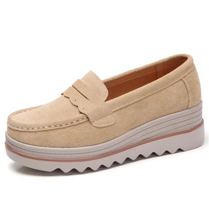 Autumn Women Platform Shoes Leather Suede Plush Slip On Sneakers Chaussure Woman Tassel Fringe Loafers Women shoesE027