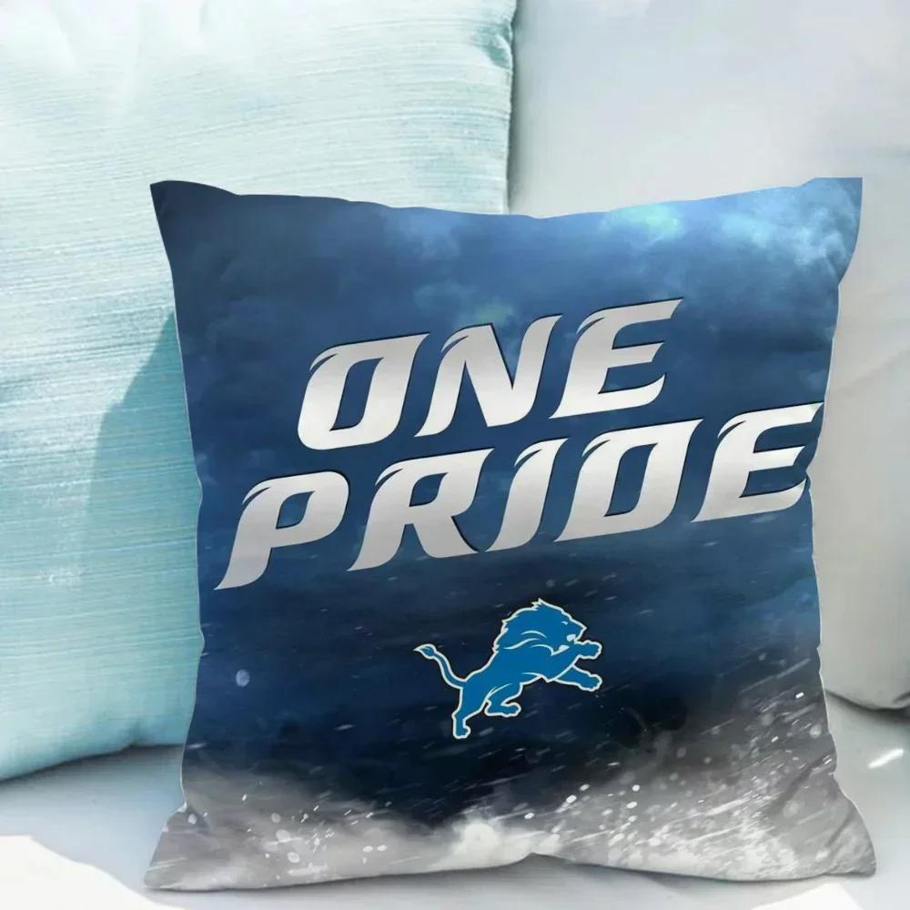 Decorative Pillowcases 40x40 Cushions for Living Room Detroit LionS Pillow Covers Decorative Sofa Cushion Cover Short Plush Bed