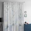 White Birch Semi Sheer Curtains Drapes for Living Room,Bedroom,French Doors Window 84 Inches Long,Watercolor Winter Snow Scenery Trees Forest Rod