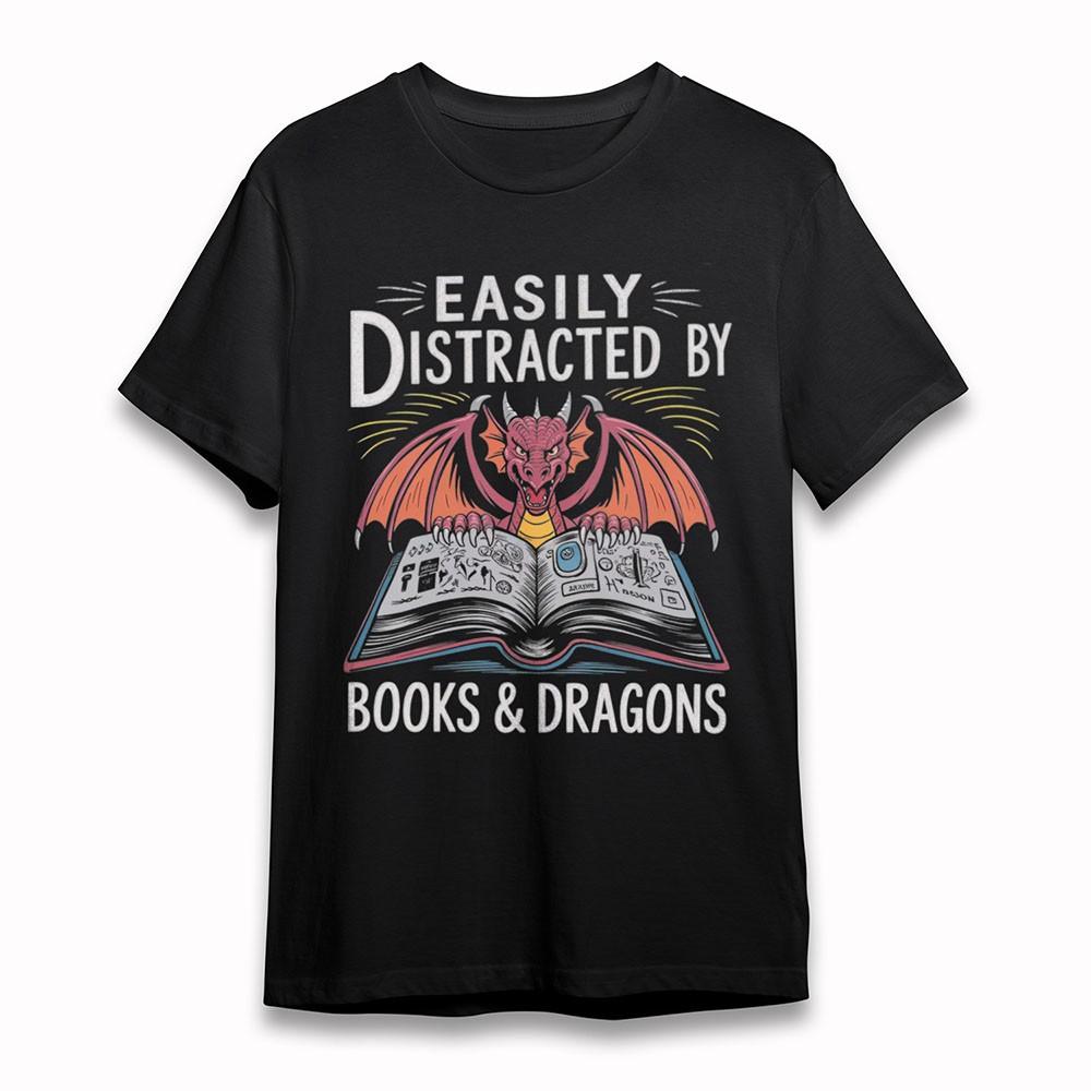 

Men s Classic Comfy T-Shirt Dragon Book Graphic Tee Black Cotton Short Oversize 4XL