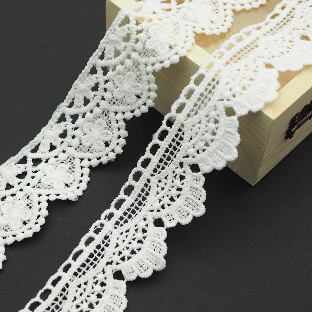 Sempiterno 5-Style Trendy White Mini Floral Lace Fabric Milk Silk Hair Ornament Embroidery Lace Thread Approx. 1m Wedding Home Textile DIY Decoration