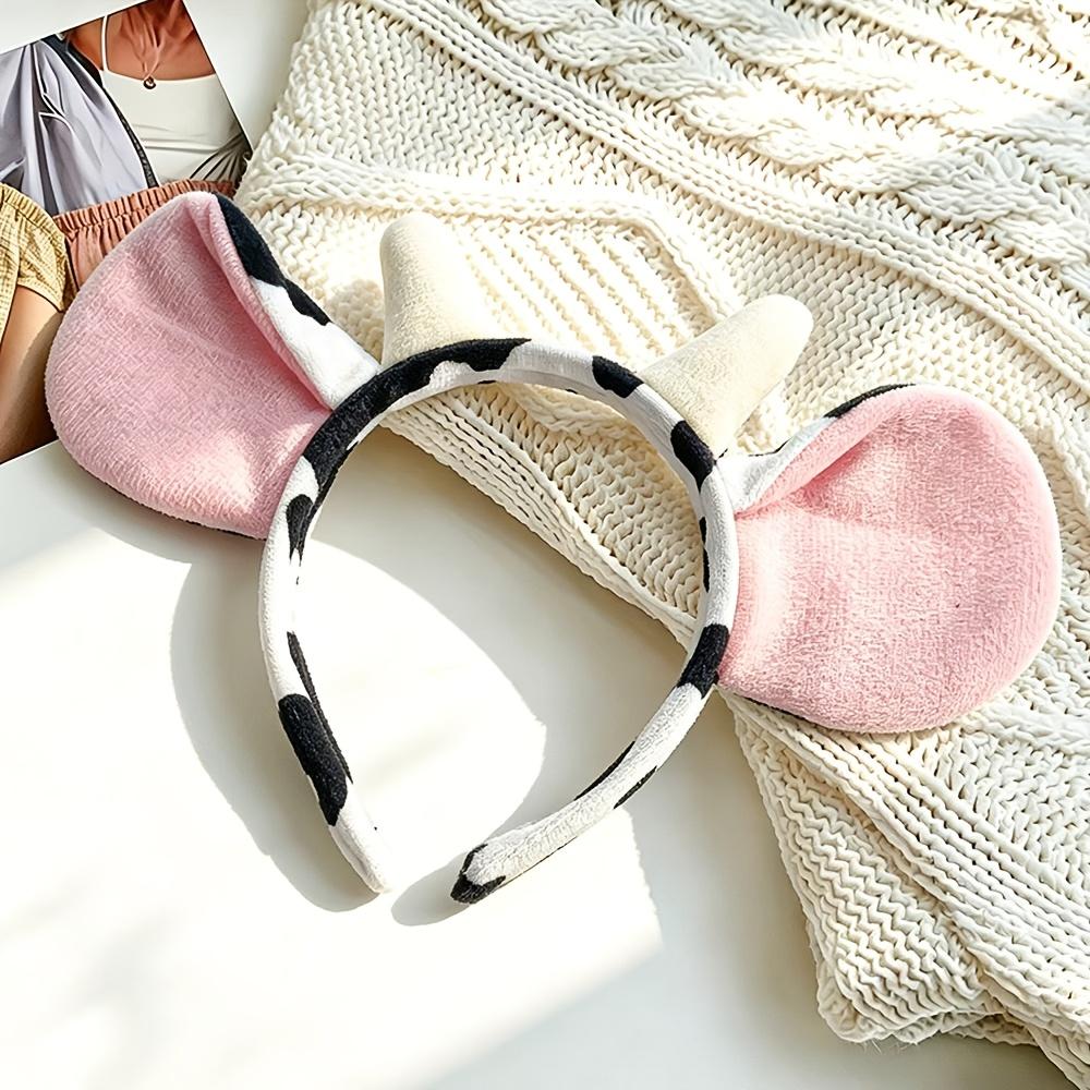 1Pc/2Pcs Cute Ear Headband Women S Cow Animal Cartoon Style Hair Accessory For Performances Amusement Park Cute Hair Clip Fun Photo Prop Headband 1Pc