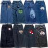 RogueWave Y2K Jeans Goth Printed Graphic Baggy Jeans Fashion Hip Hop Streetwear Harajuku Casual Wide Leg Jeans