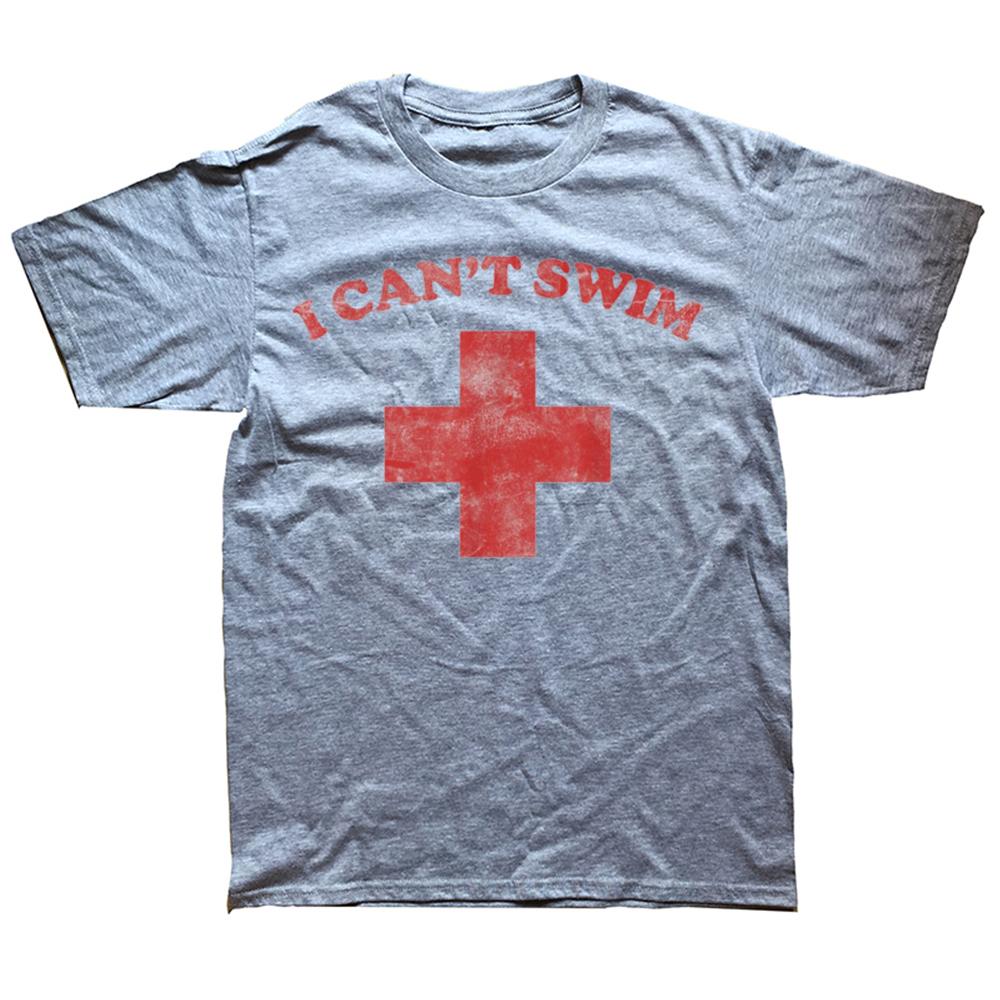 Lustiges Ich kann nicht schwimmen Rettungsschwimmer Grafik T-Shirts T-Shirt Herren Damenmode Lässig Übergroß 100% Baumwolle Vatertags T-Shirt