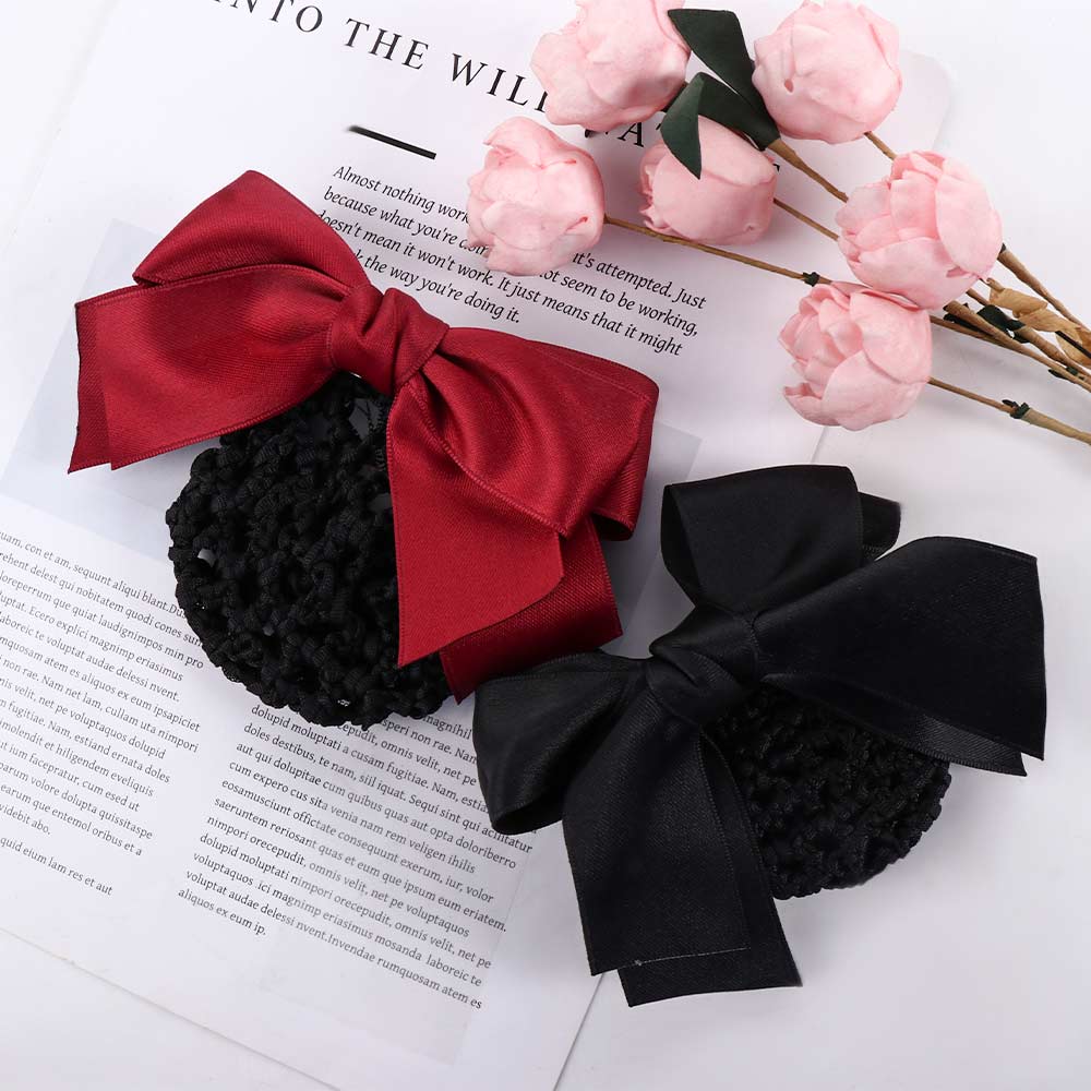 For Girls Hotel Bowknot Nurse Korean Bun Snood Ponytail Clip Women Spring Clip Hairgrips Cover Net