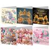 6Pcs Colorful Pattern DIY Diamond Painting Greeting Card with Envelope Diamond Birthday Blessing Card for Friend Family Lover