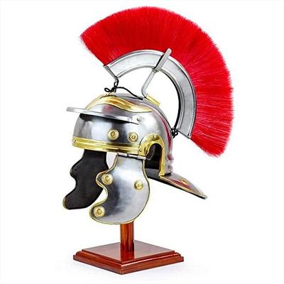 Roter römischer Helm mit Wappen, Centurion, gallischer Schmiedehelm für Gladiatoren und Krieger für LARPERS