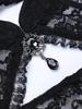 Women Halloween Costume Gothic Queen Lace Shrug Crop Tops for Cosplay Role-Playing Party Outfits and Events