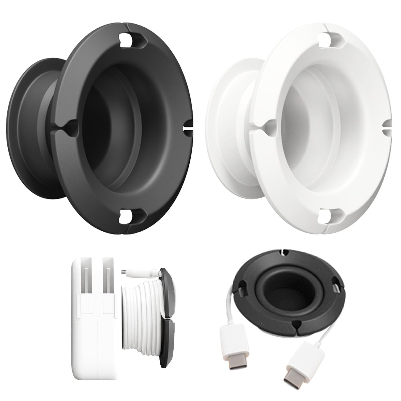 

Lasocy Cable Holder, Cord Organizer, Power Cord Winder, Cable Storage, Silicone Waterproof Cord Clips with Double-Sided Tape, Organizes Charging