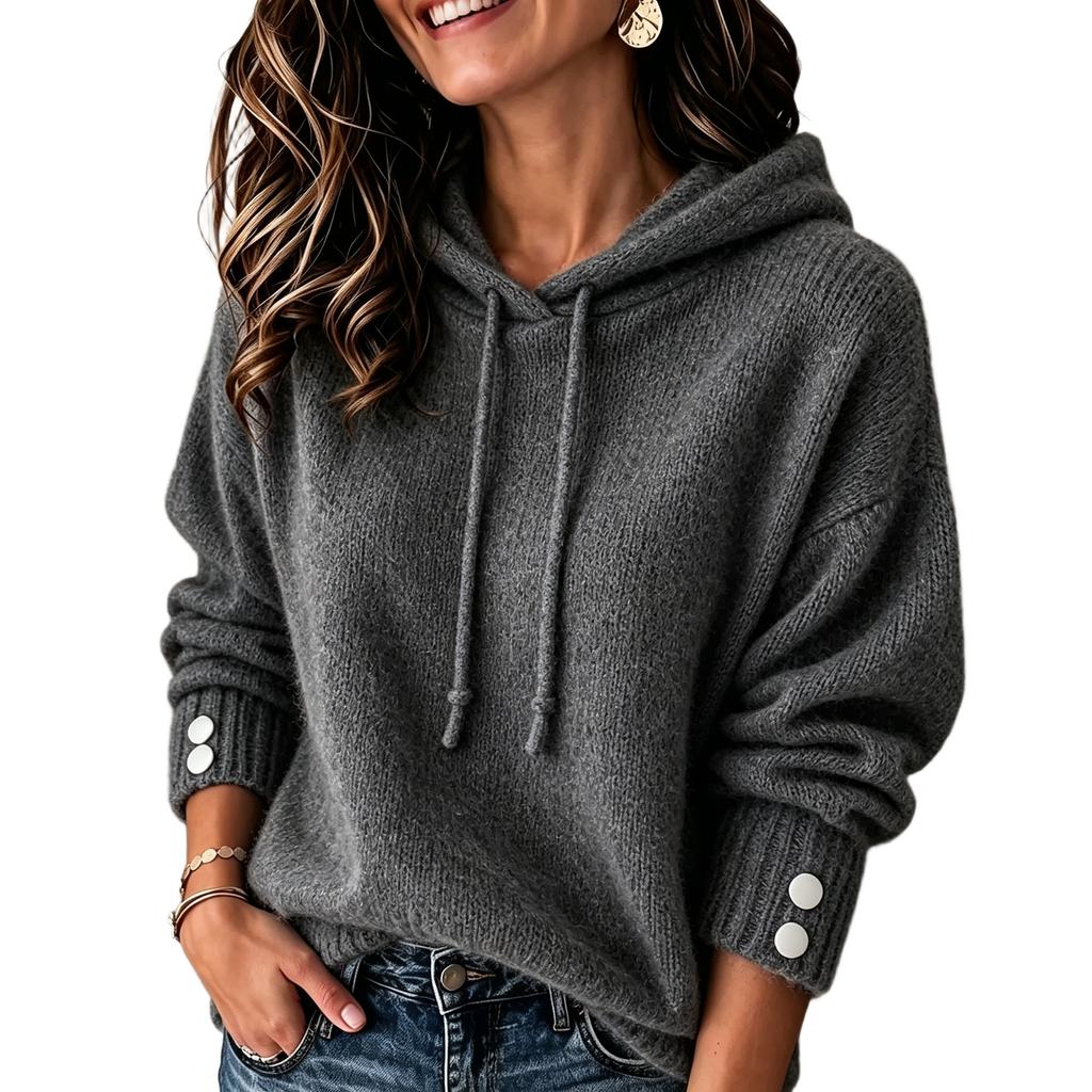Women's Casual Hooded Top Color Loose Fit Versatile Everyday Wear