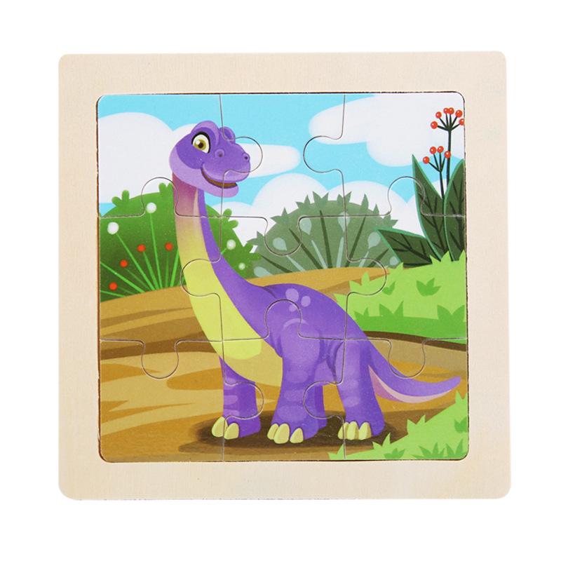 9-Piece Wooden Cartoon Animal Transport Jigsaw Toy for Early Education