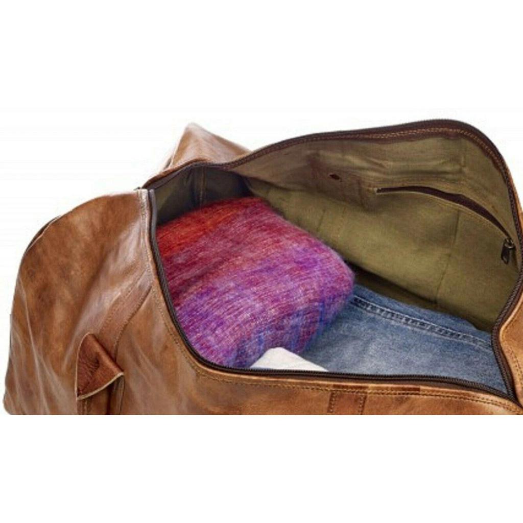 A Vintage Genuine Bag Goat Leather Gym Travel Luggage Duffel Weekend Overnight