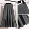 Fată Mm Stil Coreean Versatilă și la Modă Reducere Vârstă Subțiere Fustă Tricotată cu Volane Midi