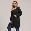 Autumn and Winter Large Size Women's Pocket Knitted Cardigan Mid-Length Sweater