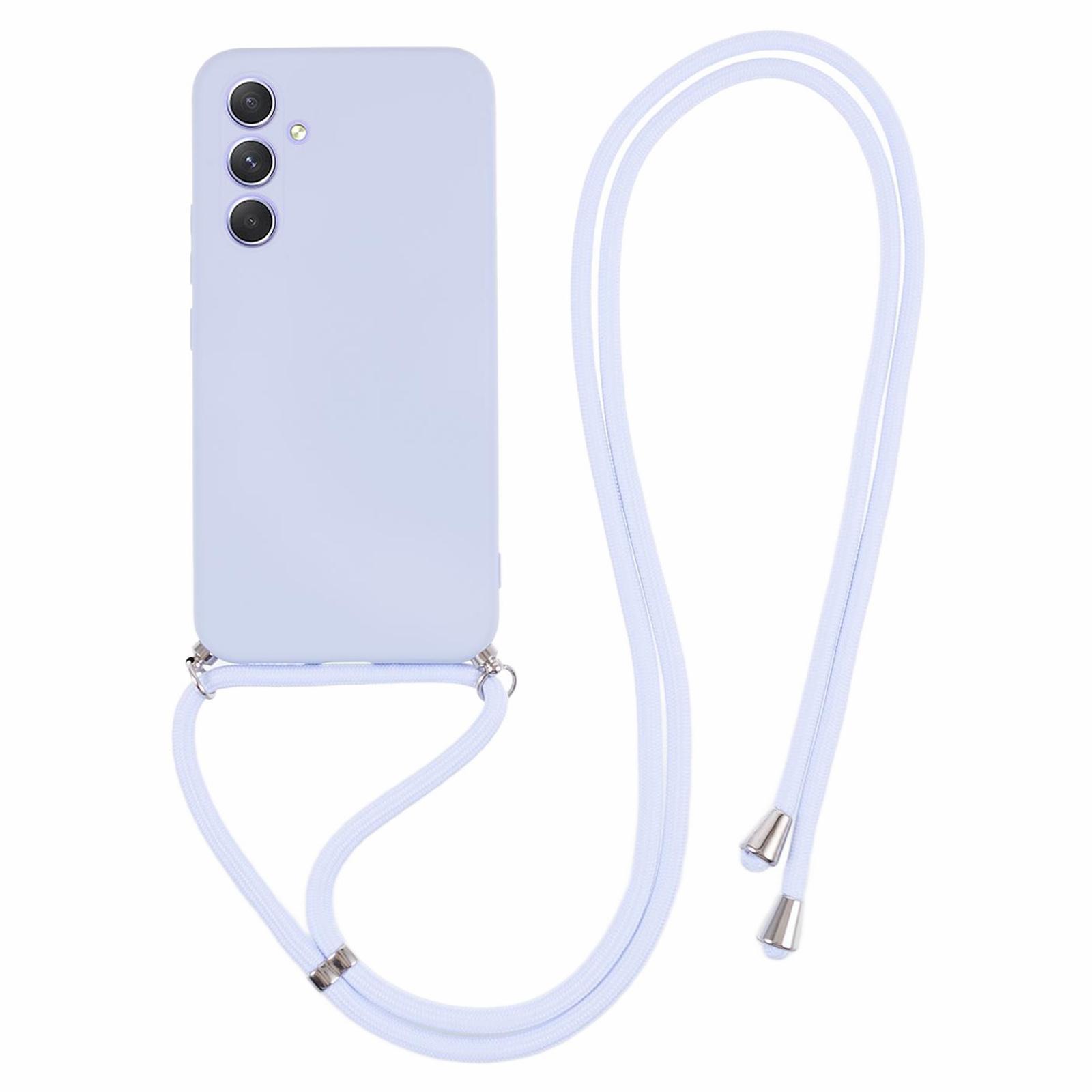 

Чохол для Samsung Galaxy A14 5G/4G з волоконною підкладкою, прогумованою TPU кришкою та довгим шнурком Light Purple