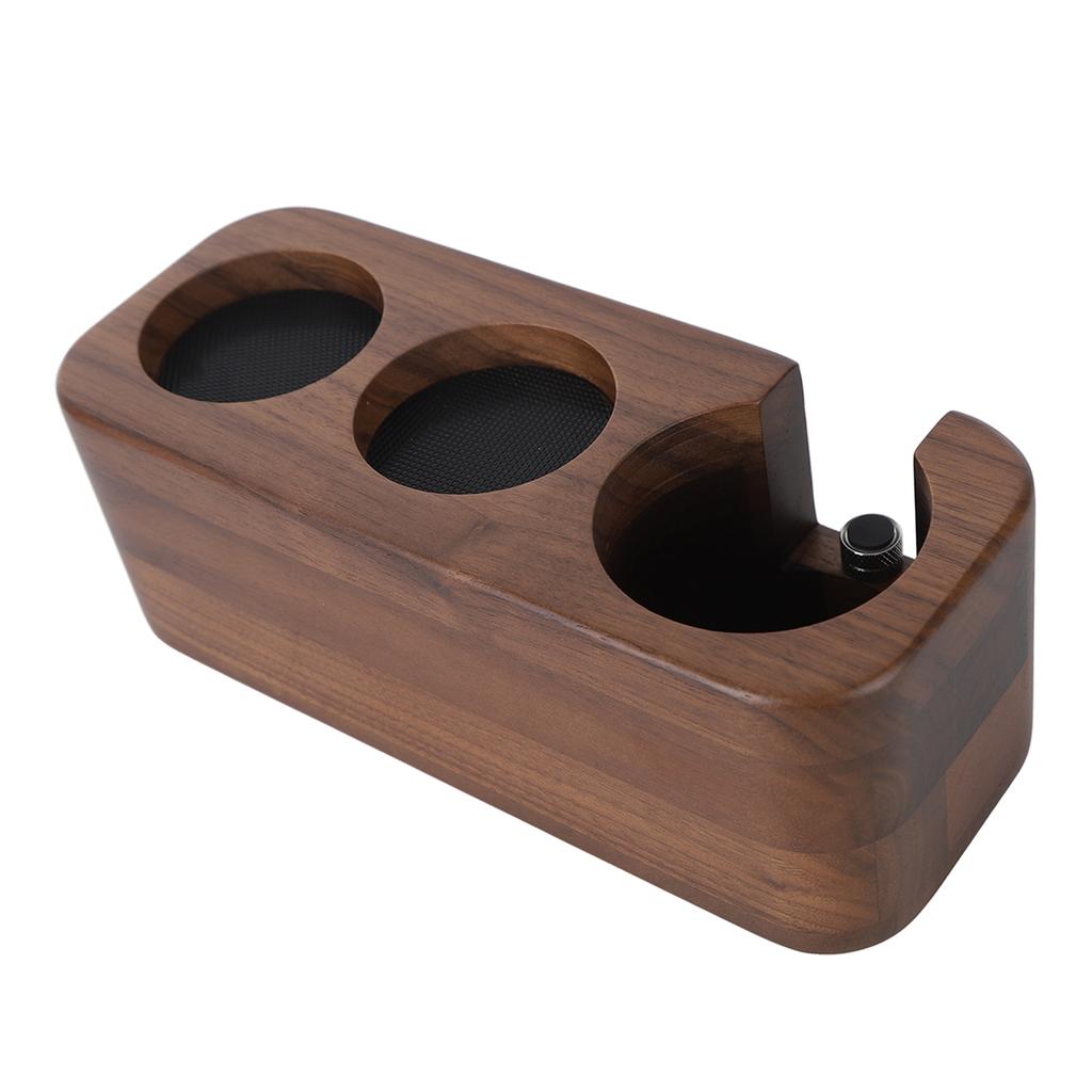 Coffee Tamper Holder 3 Holes Walnut Wood Prevent Slip Stable Coffee Tamping Station 58mm   2.3in