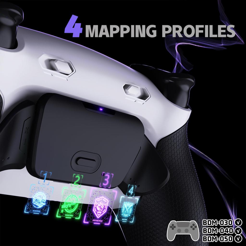 eXtremeRate RISE Plus MAX Back Paddle Kit for PS5 Controller 040 050 with Bottom Shell Clicky Trigger Stops Rubber Remappable Back Button Kit for PS5