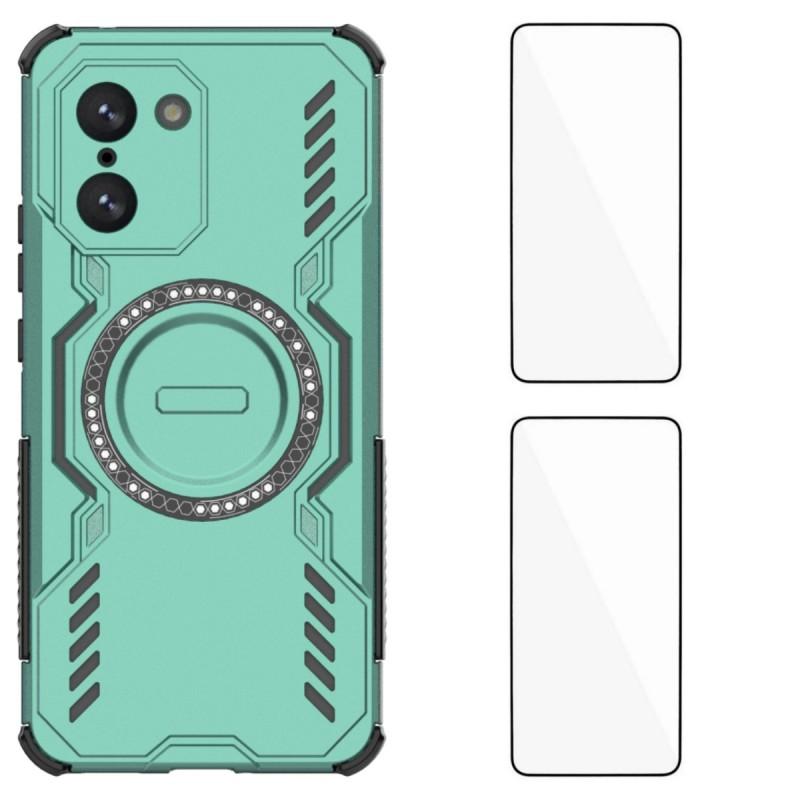 

For OnePlus Nord CE5 5G/OnePlus Ace 5 Racing 5G Magnetic Case WANLONFENG DJ Series PC TPU Phone Cover with 2Pcs Tempered Glass Film Green