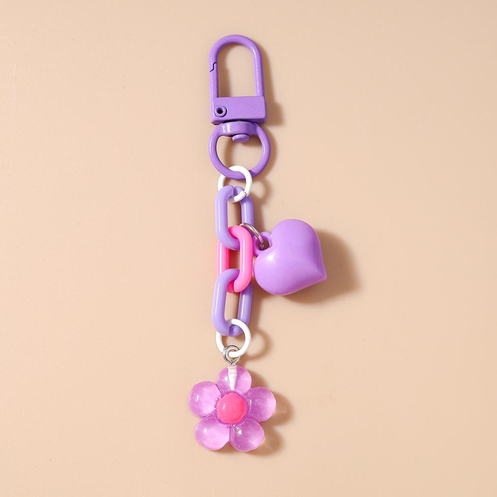 Cute Star Keychain Love Heart Key Ring for Women Girls Handbag Pendant DIY Kid's Jewelry Gift